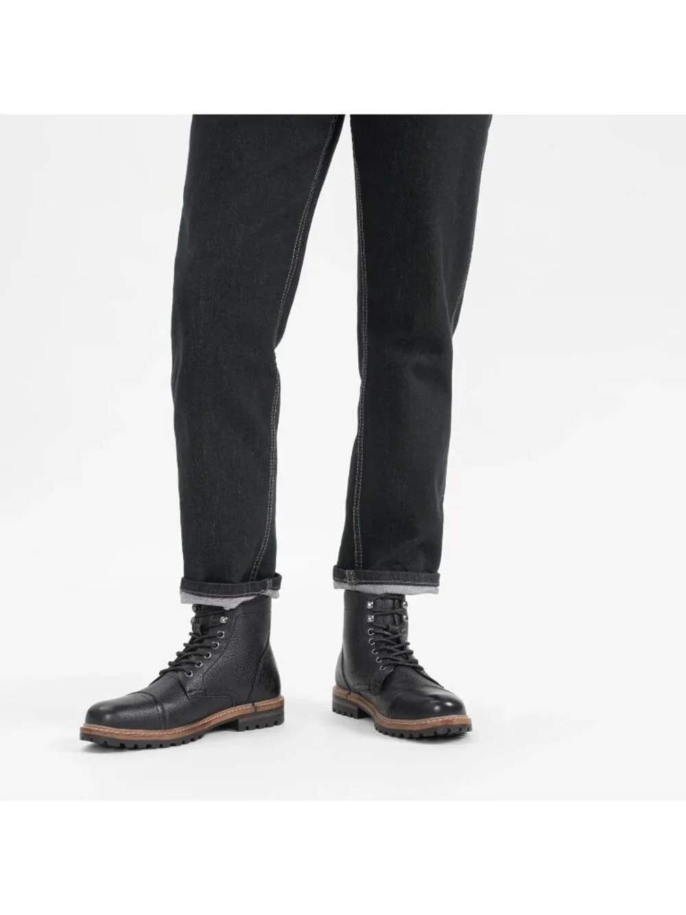 Men's Grain Black Boots Premium Leather Cap Toe Casual Boots Chukka Dress Boots
